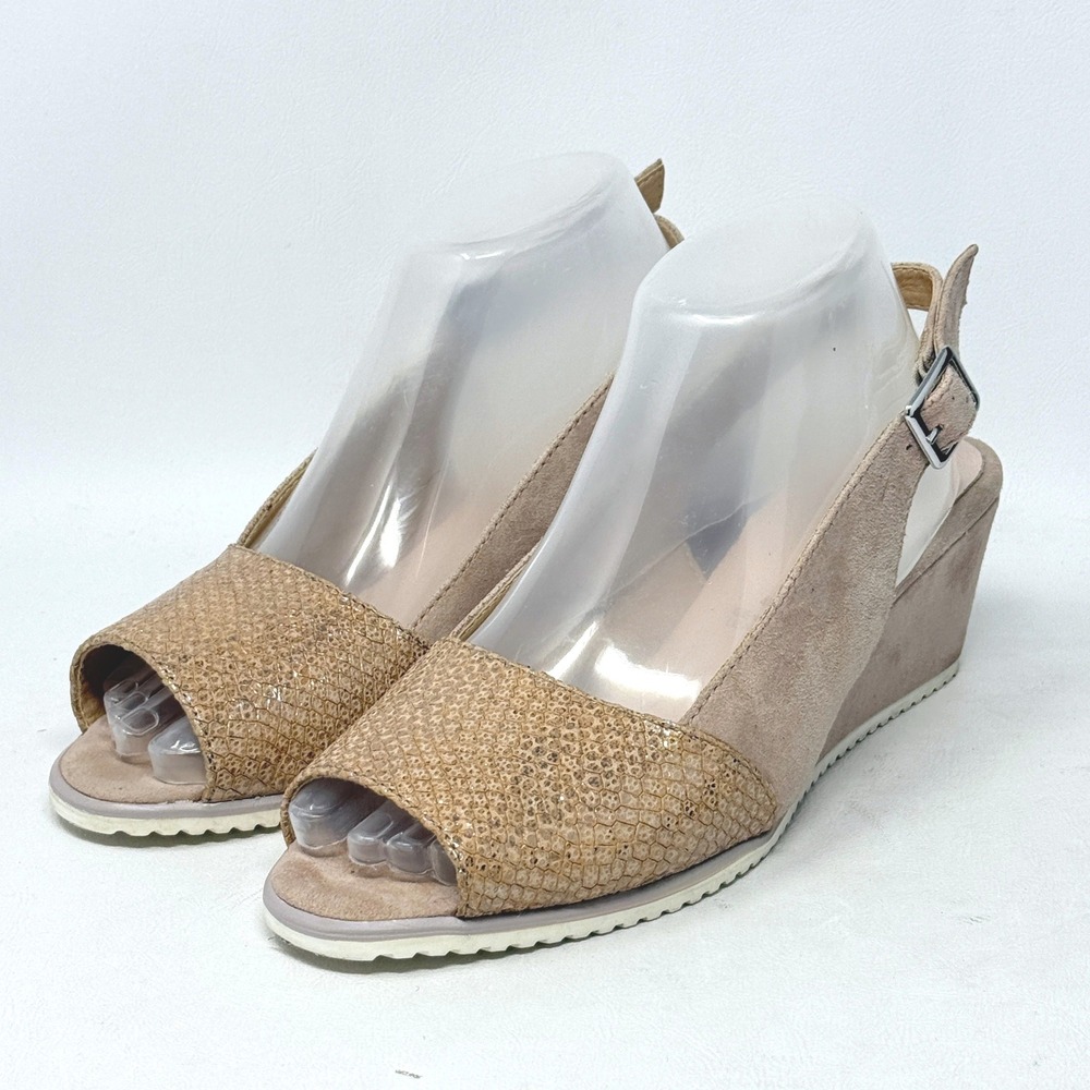 Spring Step Evia Light Pink Suede Snake Wedge Sandals Shoes Womens 40/9 Tailored